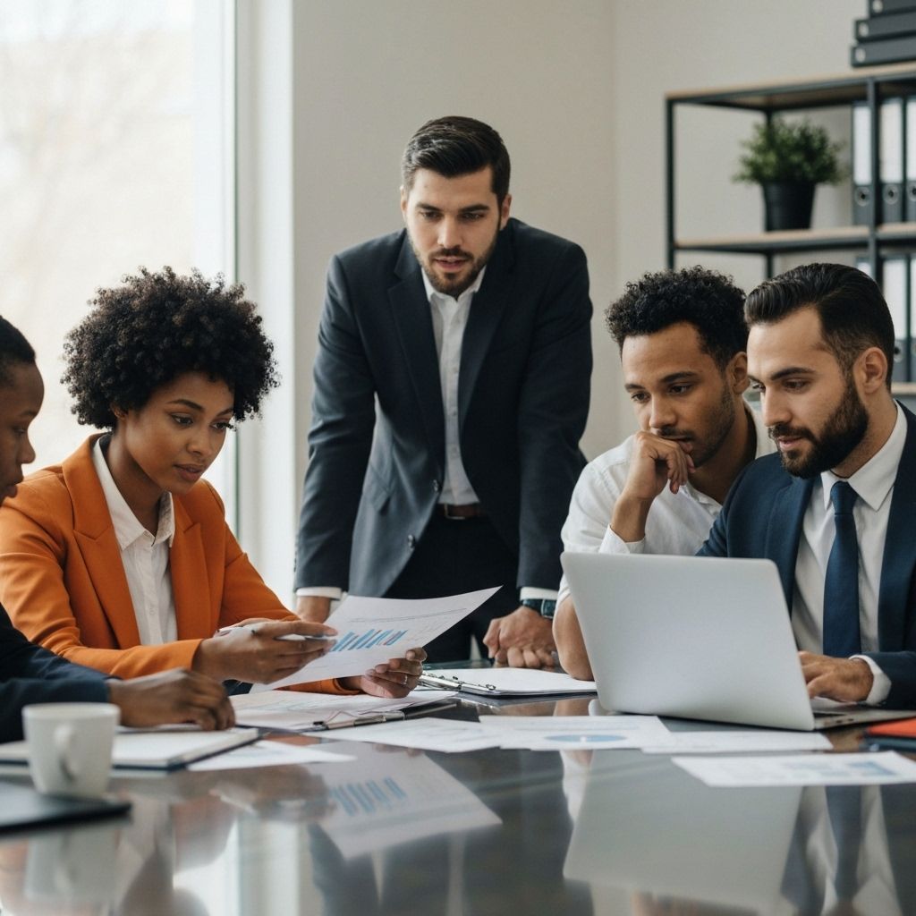 Professional nonprofit team collaborating on financial planning